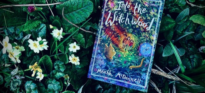 Image of book sitting in woodland flora.
